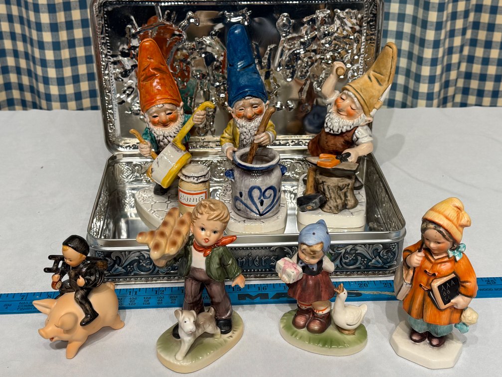 Vintage German Goebel, Hummel, Friedel & Royal Crown Porcelain Figurine Collection – 7 Pieces
