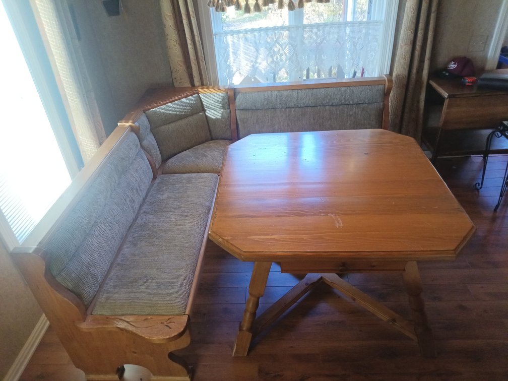 Vintage Wooden Corner Breakfast Nook Dining Set with Square Pedestal Table