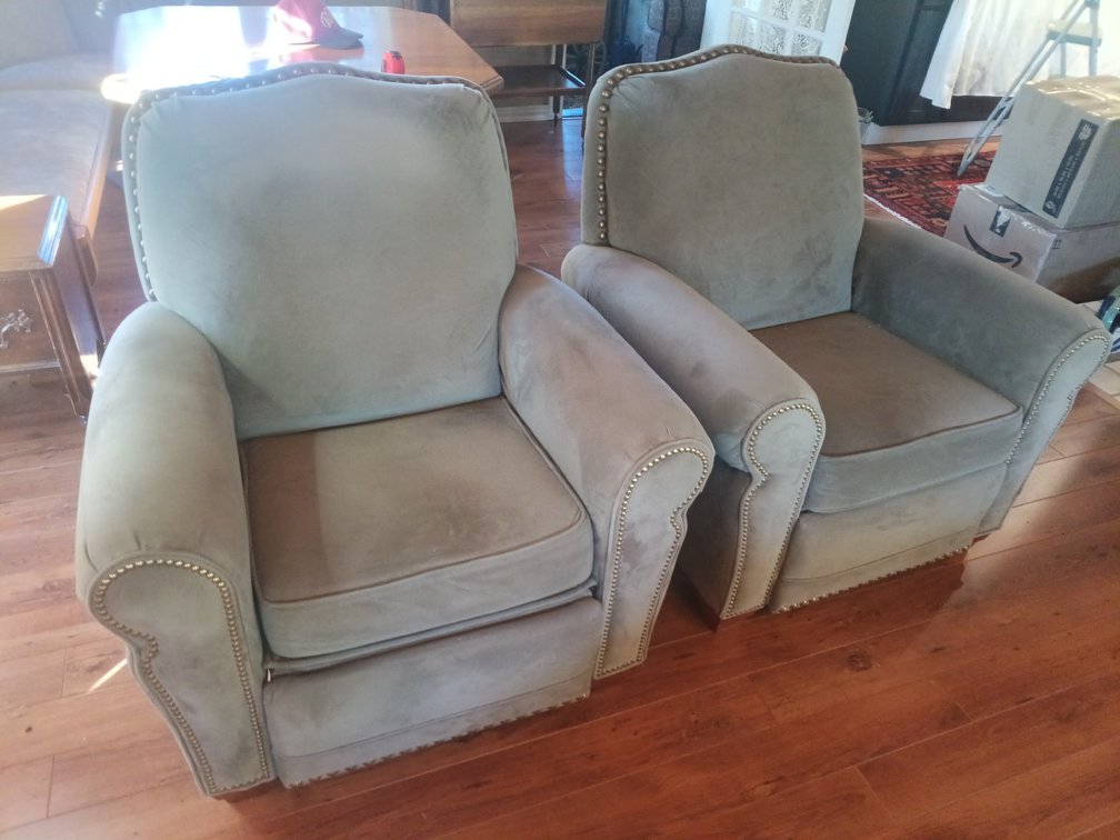 Pair of Genuine La-Z-Boy Reclining Armchairs – Nailhead Trim