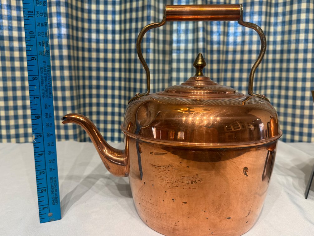 Vintage Copper Tea Kettles – Large Lidded Tea Kettle & Copper Teapot with Warming Stand