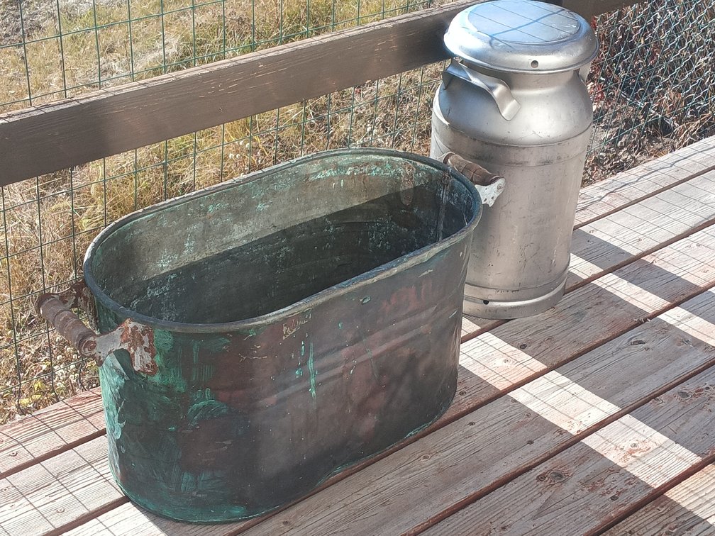 Vintage Buhl Milk Can & Antique Copper Wash Boiler