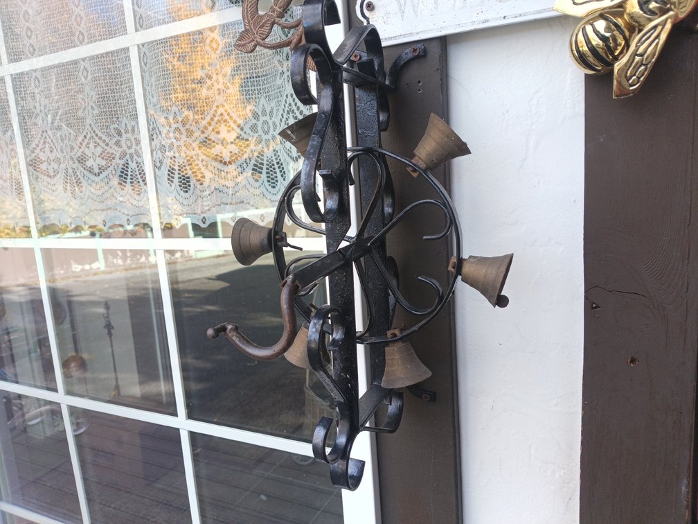 Antique Early 1900s Hand-Crank Prayer Bells – Brass & Wrought Iron