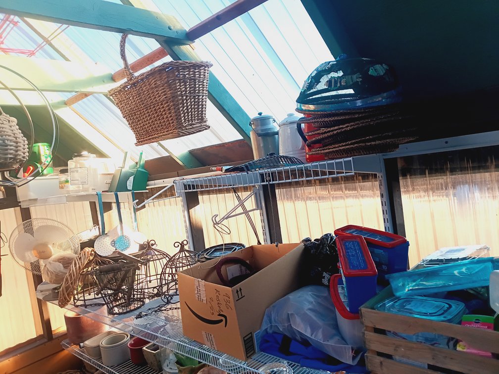 Large Greenhouse Storage & Household Miscellaneous Lot – Top Two Shelves of Right Side