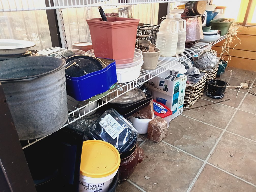 Large Greenhouse Gardening Supplies, Planters, Pots & Miscellaneous Containers Lot