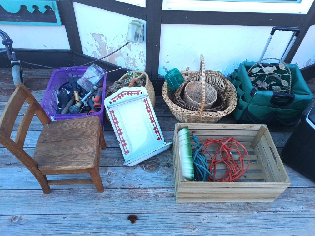 Coleman Cooler, Gardening Tools, Wicker Baskets & Miscellaneous Outdoor Lot