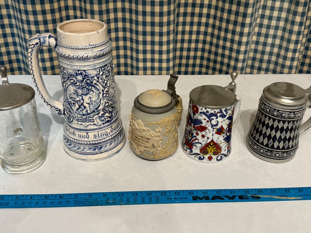 Vintage German Beer Stein Collection – Set of 5