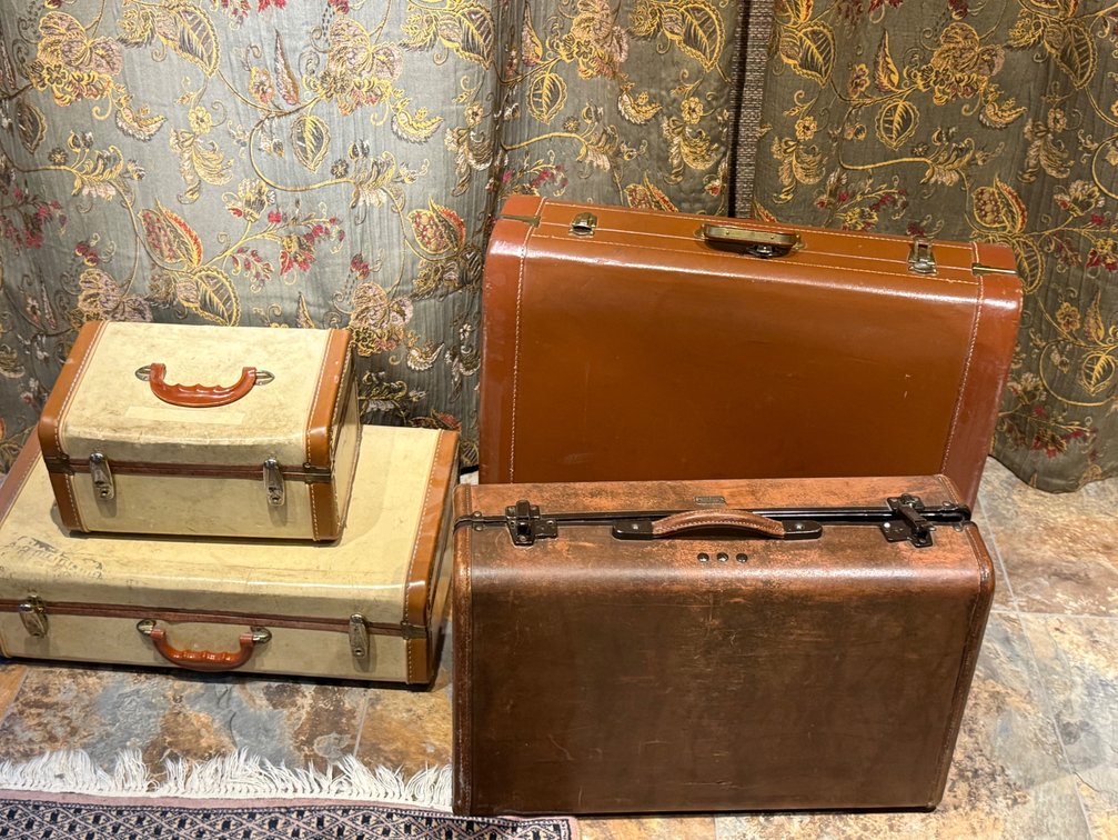 Four-Piece Vintage Suitcase & Luggage Collection
