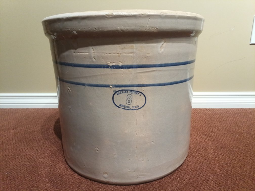 Vintage Marshall Pottery Co. No. 8 Stoneware Crock – Marshall, Texas