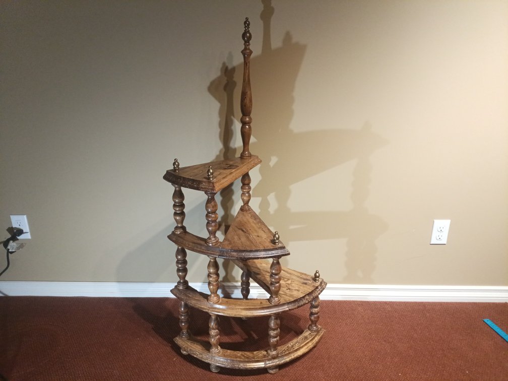 Vintage Wooden Spiral Library Step Ladder / Display Étagère