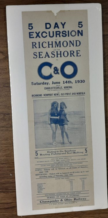 Chesapeake & Ohio Advertising Broadside 1932 beach