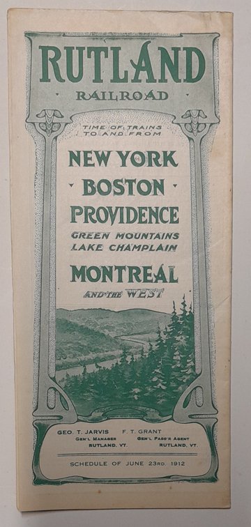 Rutland Railroad Timetable 1912 (no NYC)