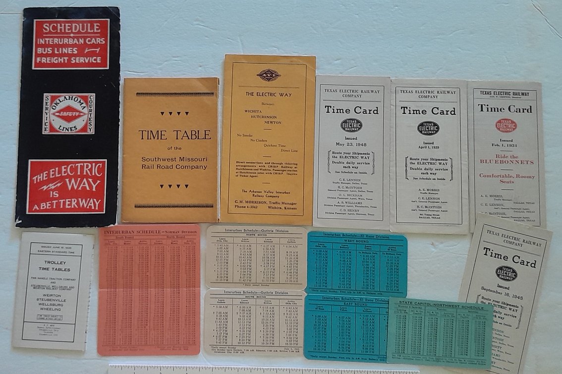 12 Oklahoma & Texas Electric Line Timetables