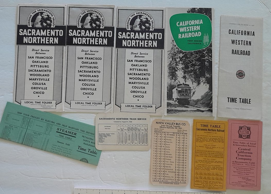 Sacramento Northern & California Traction Timetables.
