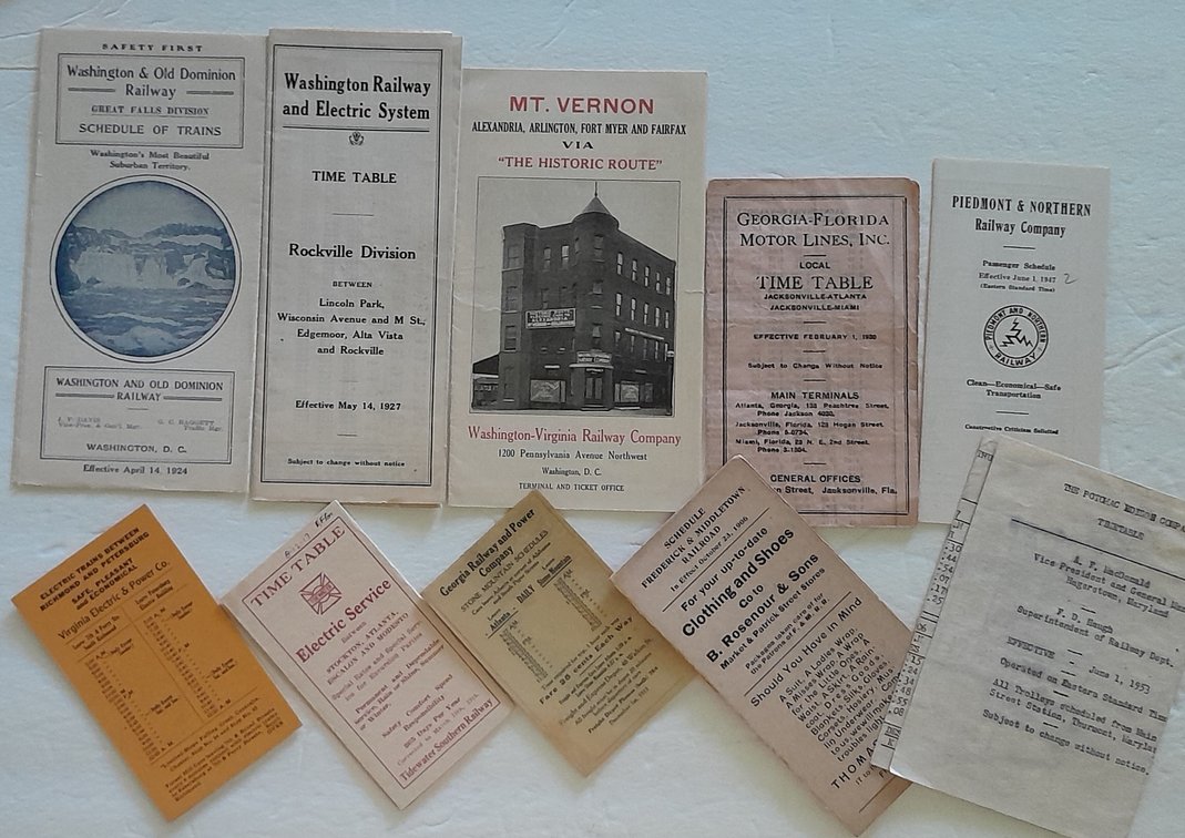 10 Washington D.C. & South Electric Timetables
