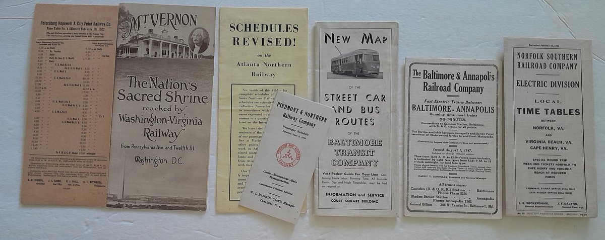 7 Electric Line Timetables Wash DC & South