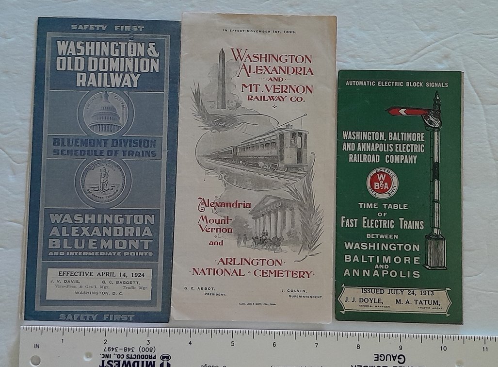 3 Washington D.C. Area Electric Timetables