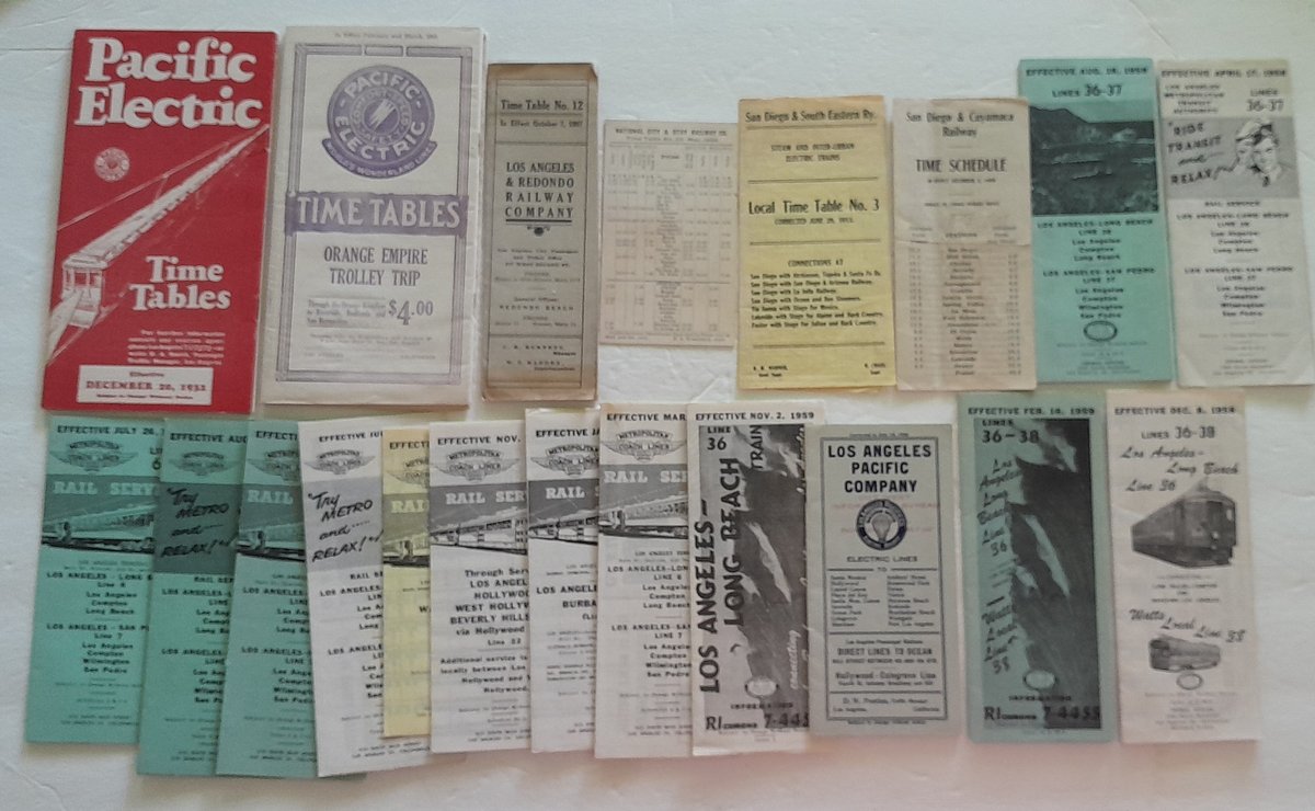 20 Los Angeles & San Diego Electric Line Timetables
