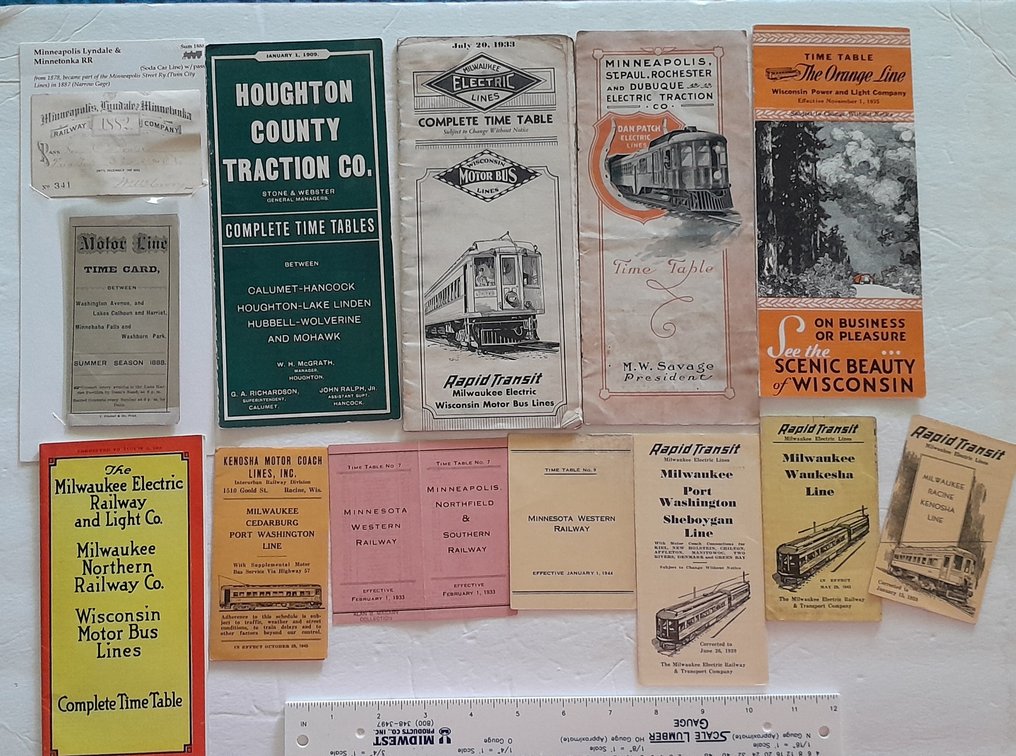 13 Minnesota & Wisconsin Electric Line Timetables