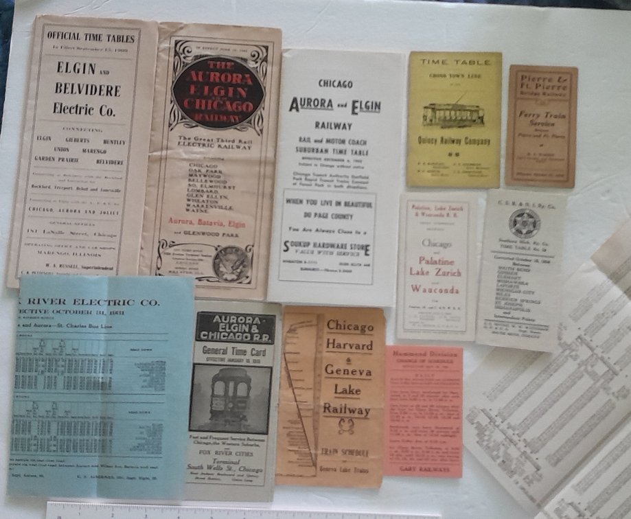 12 Electric Line Timetables from the Chicago area