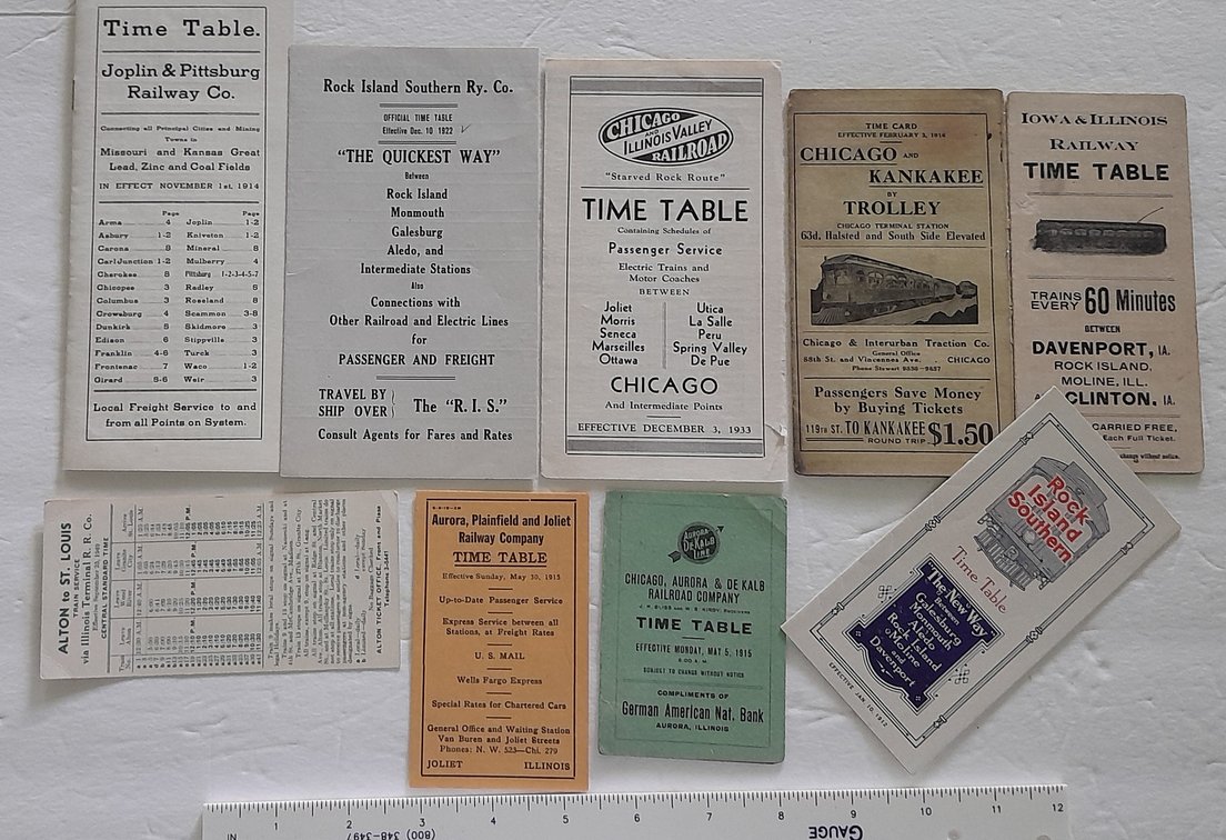 9 Electric Line Timetables from Illinois