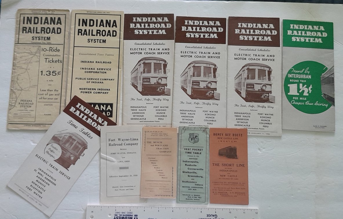 11 Indiana Traction Timetables