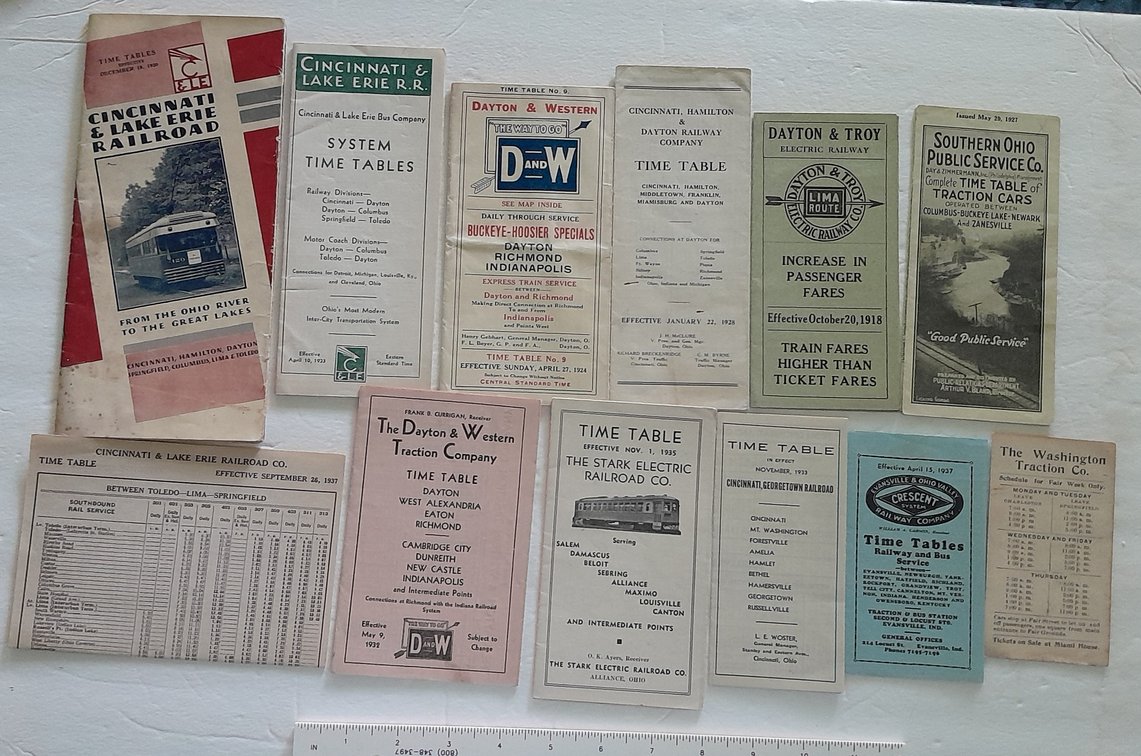 12 Ohio Trolley and Interurban Timetables