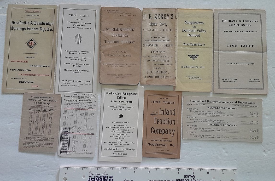 11 Smaller Pennsylvania Electric Line Timetables