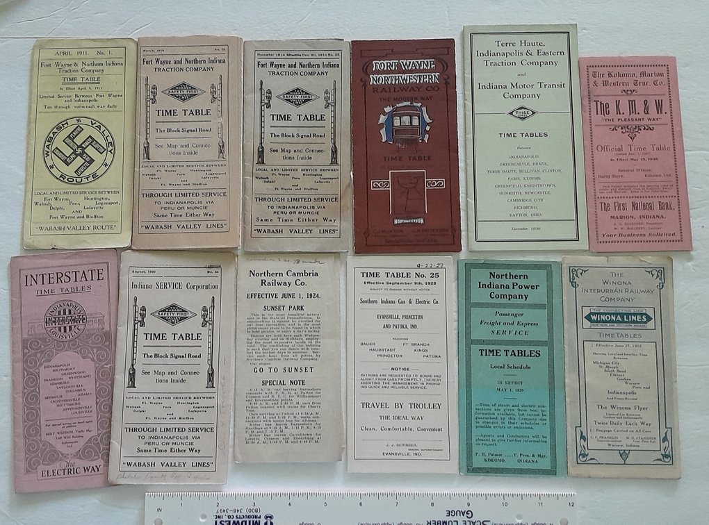12 Smaller Indiana Electric Line Timetables