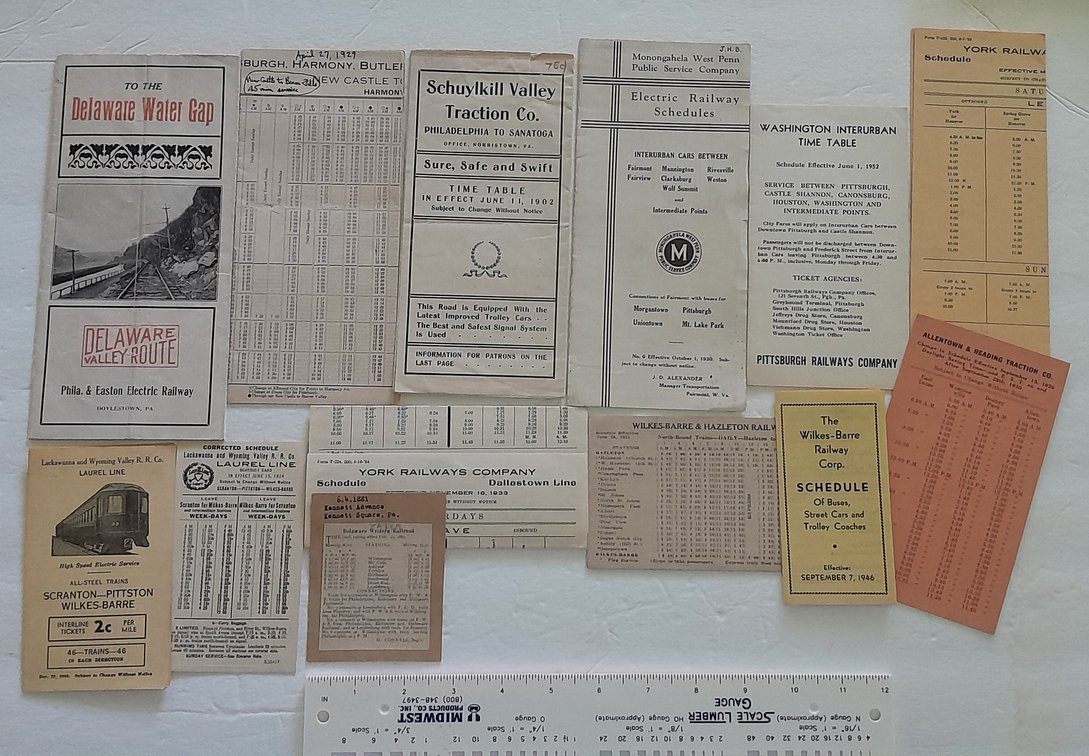 13 Pennsylvania Electric Line Timetables