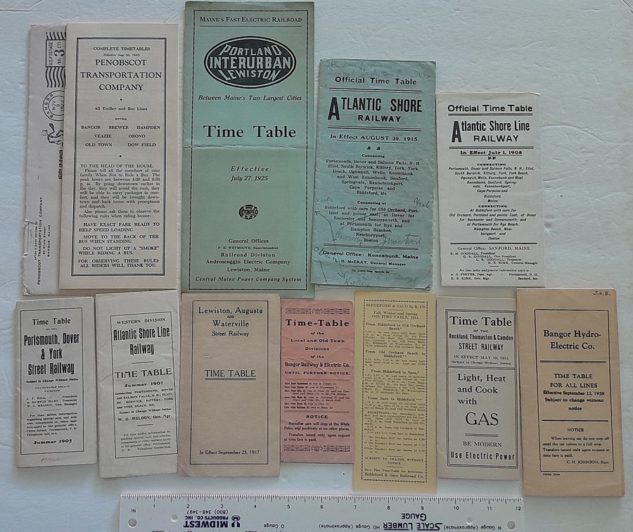 11 Maine Electric Line & Trolley Timetables