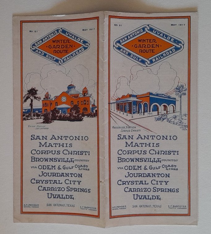 San Antonio Uvalde & Gulf Railroad Timetable 1917