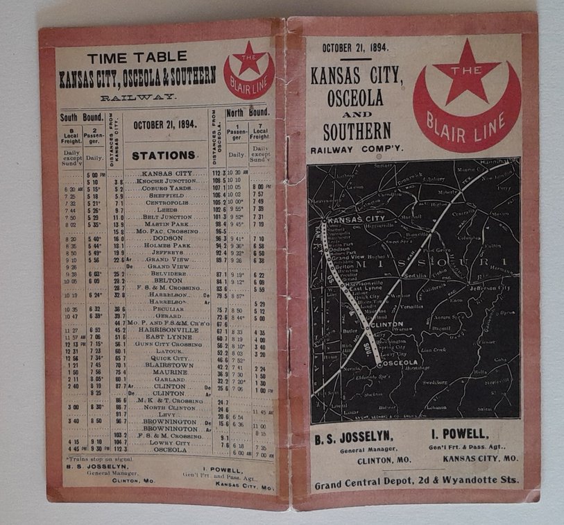 Kansas City Osceola & Southern Railway 1894
