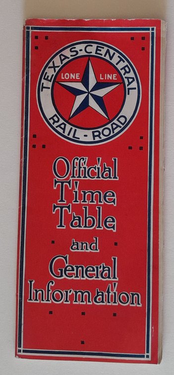 Texas Central Railroad Timetable 1912