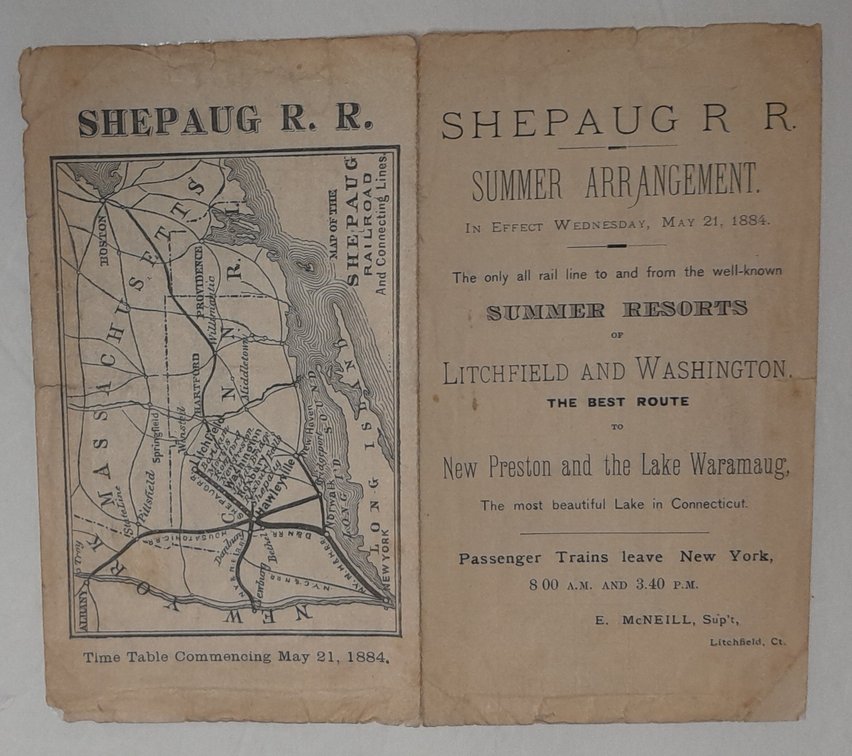 Shepaug Railroad Timetable 1884
