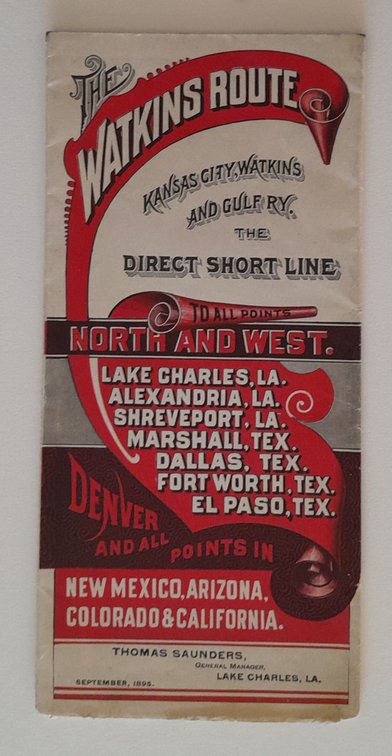 Watkins Route Railroad Timetable 1895