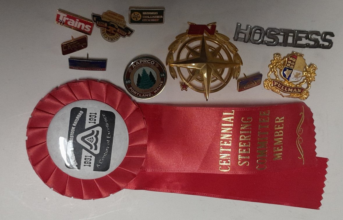 Assorted Transportation Pins, Badges, Memorabilia