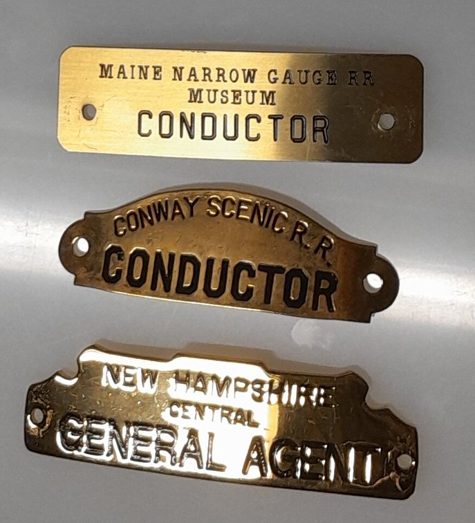 3 Tourist Railroad Hat Badges: NEC, Conway, Narrow Gauge