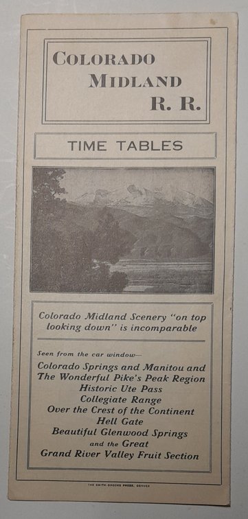 Colorado Midland Railroad Timetable 1917