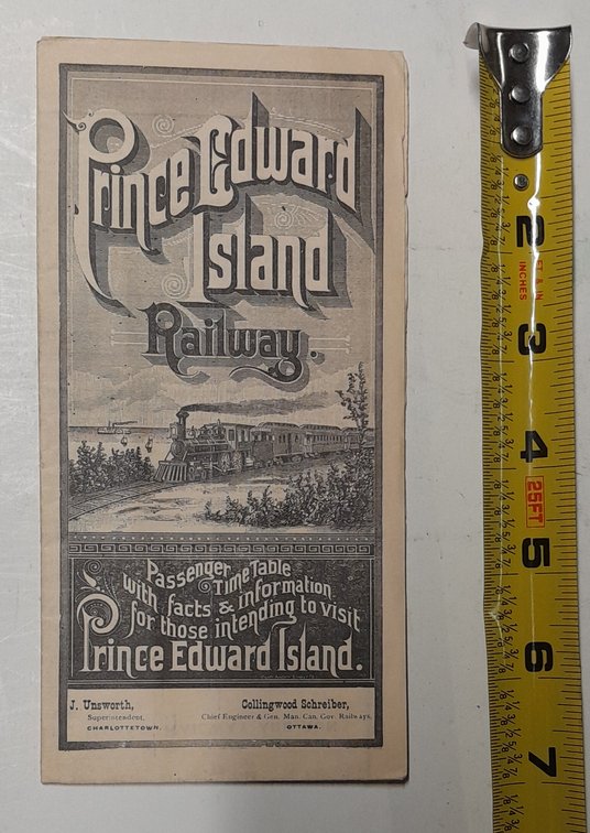 Prince Edward Island Railway Timetable 1892.