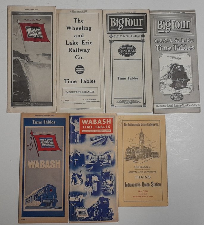 7 Rust Belt Railroad Timetables: Wab, Big 4, W&LE