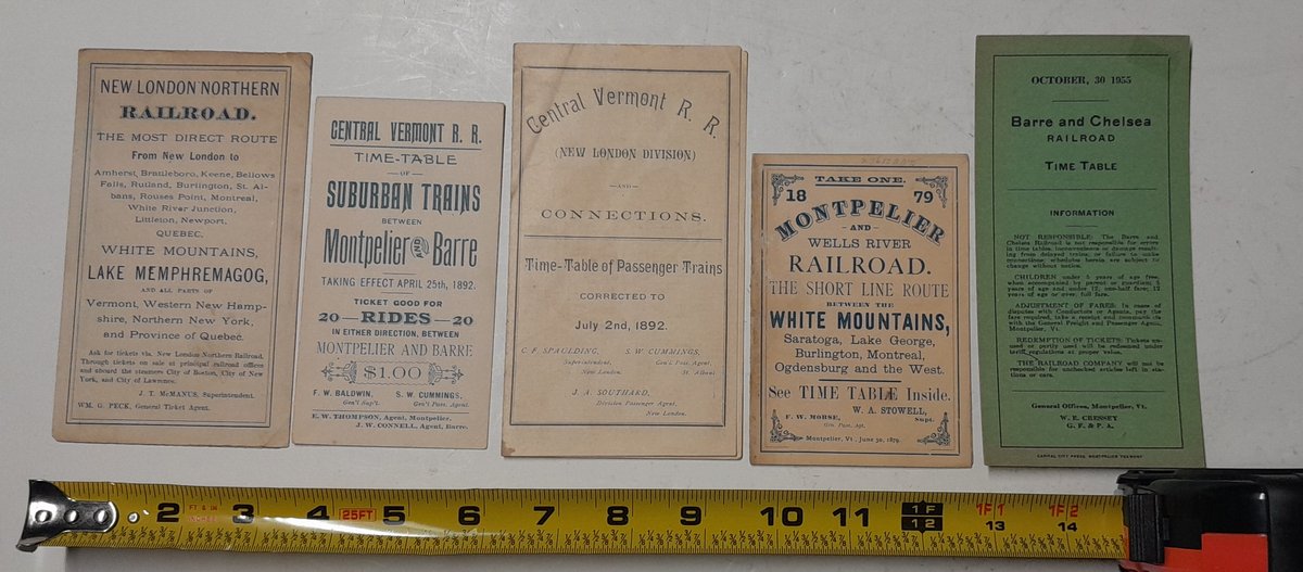 5 Vermont related Railroad Timetables: NLN, CV, B&C