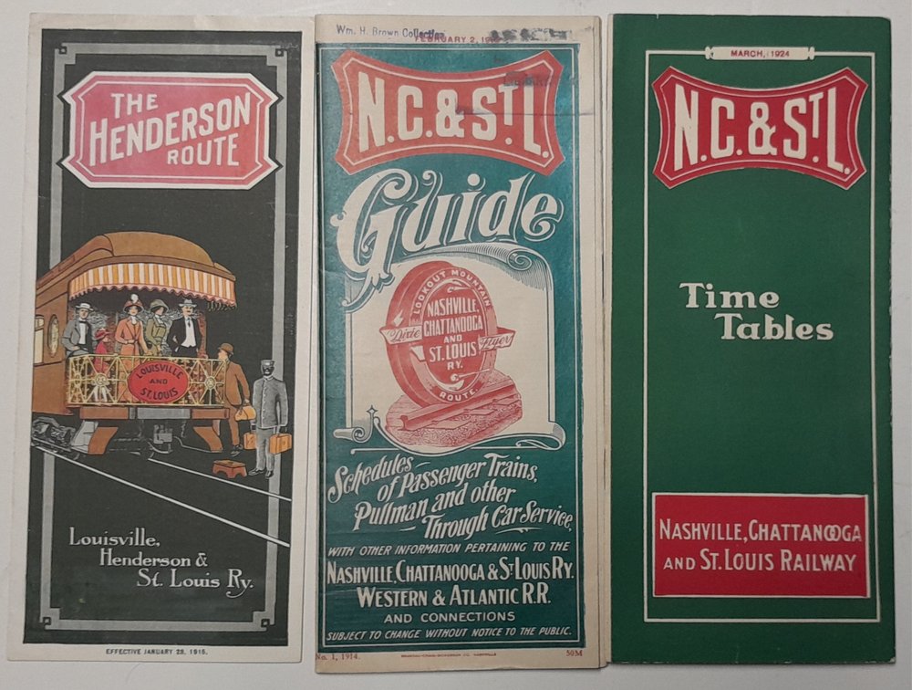 3 Tenn/Ky Railroad Timetables: Henderson, NC&StL