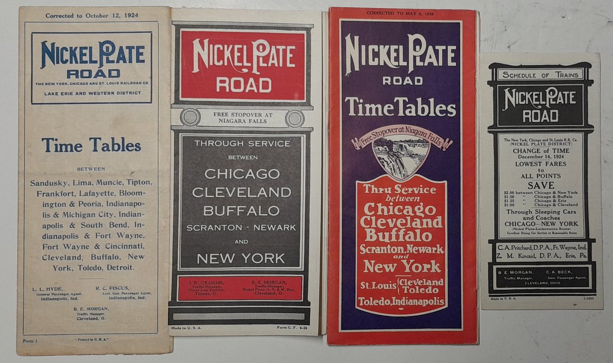 4 Nickel Plate Road Timetables from the 1920s