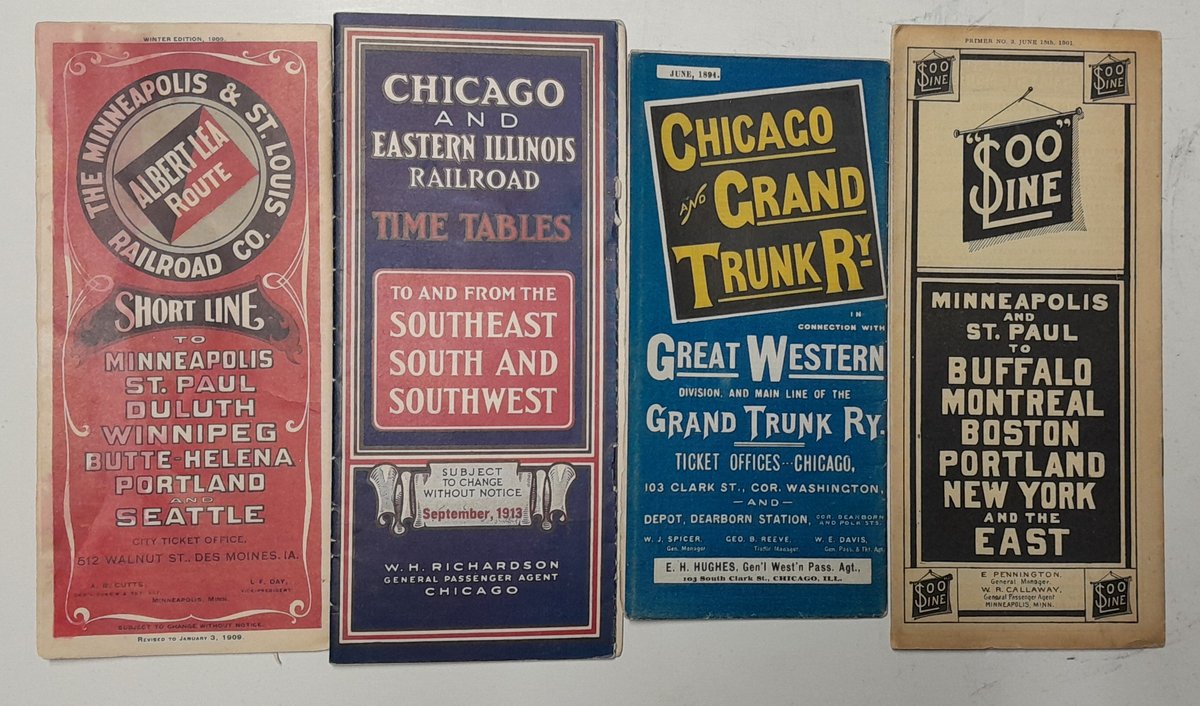 4 Midwest Railroad Timetables: M&StL, C&EI, SOO, C&GT