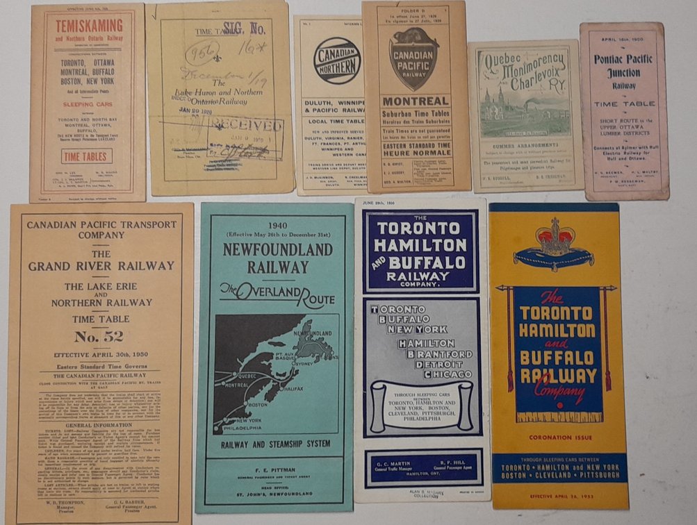 10 Canadian Railway Timetables