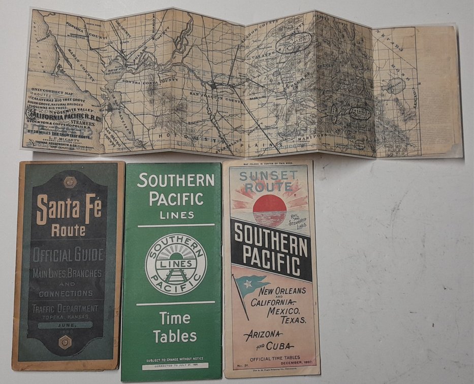 4 Western Timetables: ATSF, SP + oldie