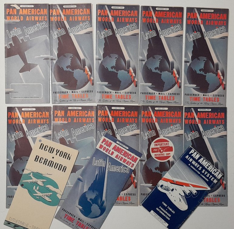 13 Pan American Airways timetables 1939-1944