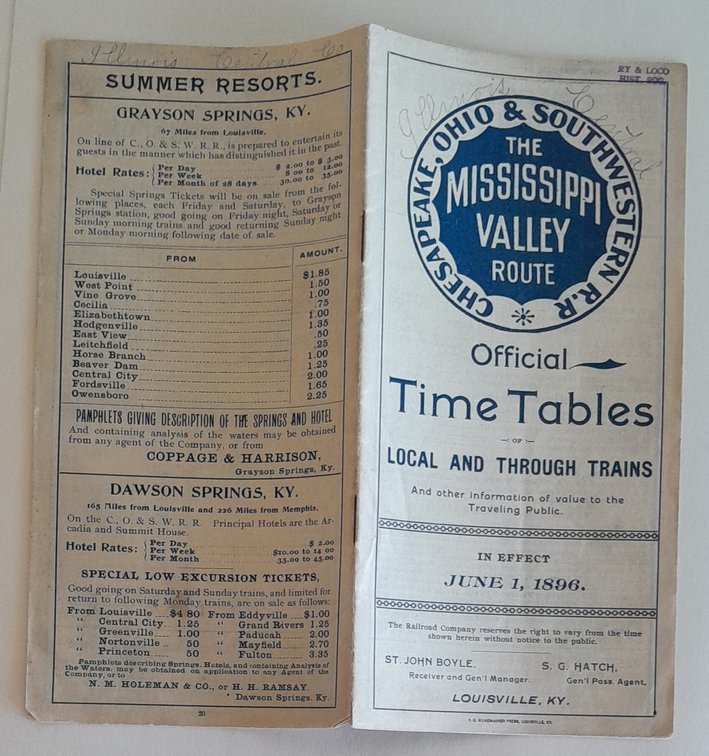 Chesapeake Ohio & South Western RR, June 1, 1896