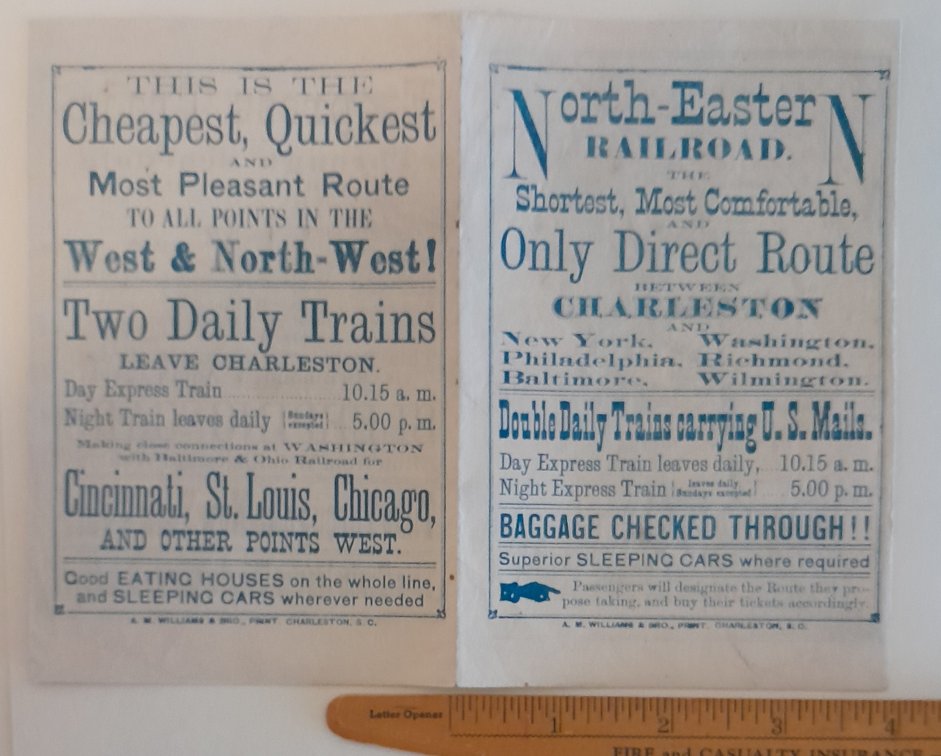 North Eastern Railroad (S. Carolina) Timetable 1880's