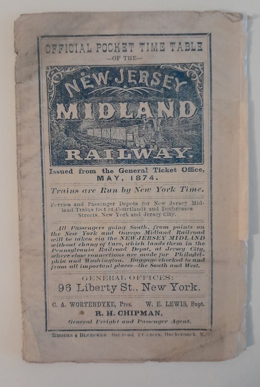 NJ Midland / NY&Oswego Midland Timetable 1874